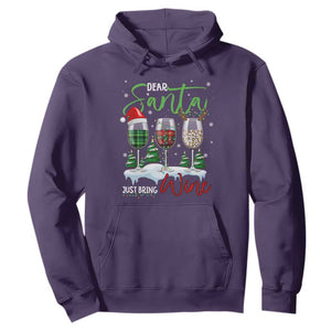 Funny Christmas Wine Hoodie Dear Santa Just Bring Wine Winter Holiday TS11 Purple Print Your Wear
