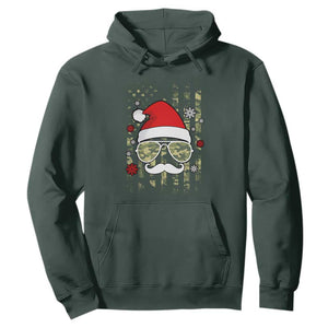 Funny Christmas Veteran Hoodie Santa Hat Camo American Flag TS11 Dark Forest Green Print Your Wear
