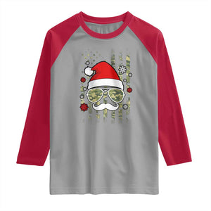 Funny Christmas Veteran Raglan Shirt Santa Hat Camo American Flag TS11 Sport Gray Red Print Your Wear