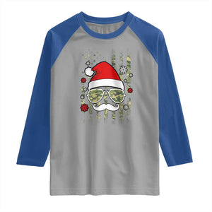 Funny Christmas Veteran Raglan Shirt Santa Hat Camo American Flag TS11 Sport Gray Royal Print Your Wear