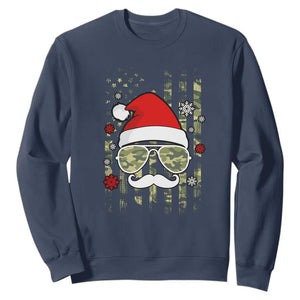Funny Christmas Veteran Sweatshirt Santa Hat Camo American Flag TS11 Navy Print Your Wear