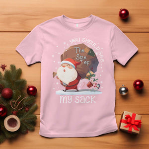 Funny Christmas Santa T Shirt You Should See The Size Of My Sack Presents TS11 Light Pink Print Your Wear