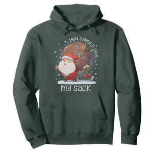 Funny Christmas Santa Hoodie You Should See The Size Of My Sack Presents TS11 Dark Forest Green Print Your Wear