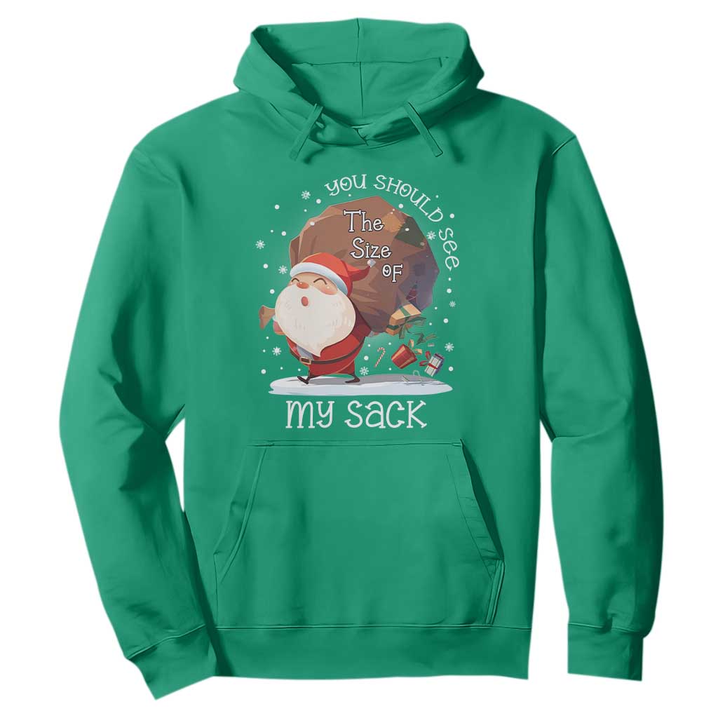 Funny Christmas Santa Hoodie You Should See The Size Of My Sack Presents TS11 Irish Green Print Your Wear