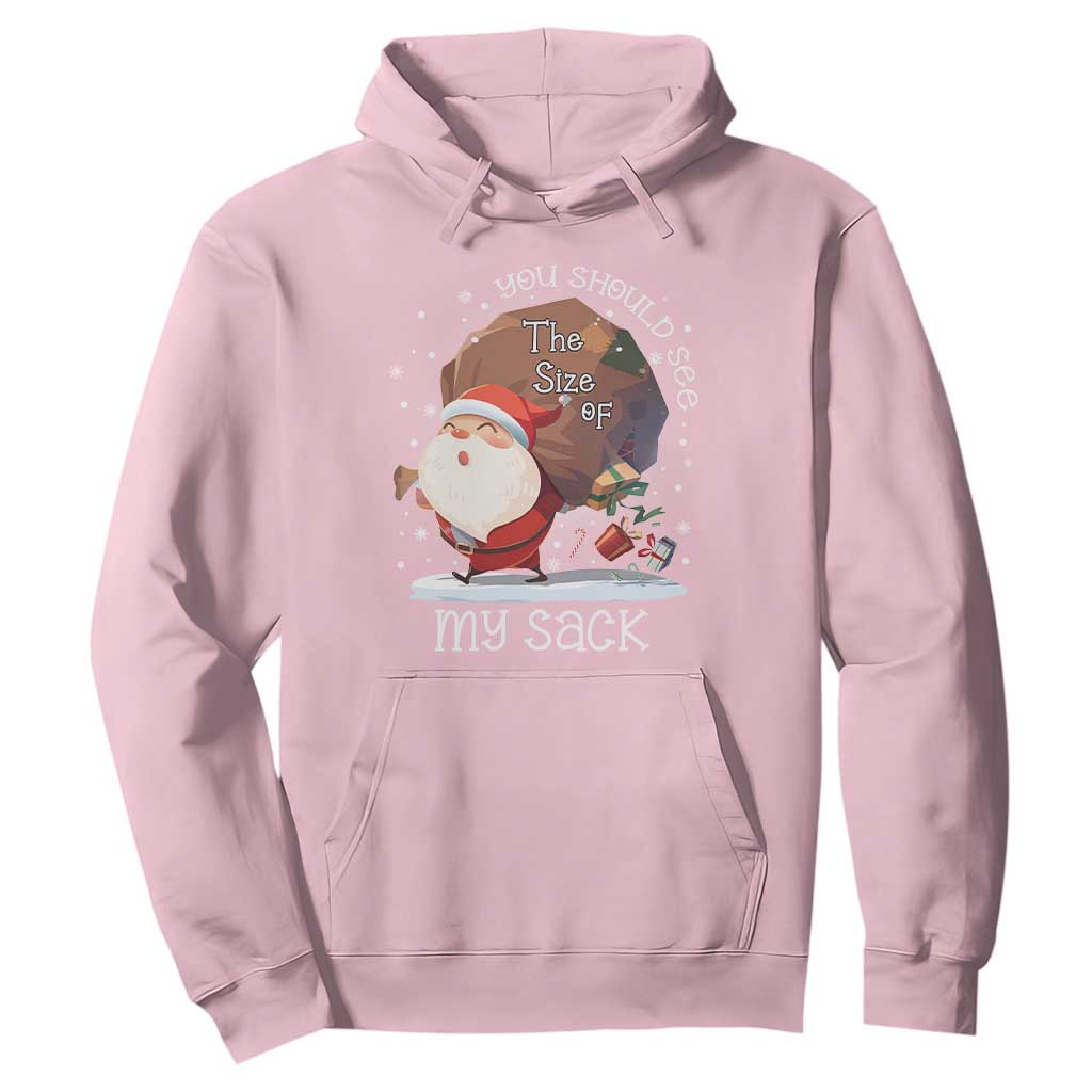 Funny Christmas Santa Hoodie You Should See The Size Of My Sack Presents TS11 Light Pink Print Your Wear