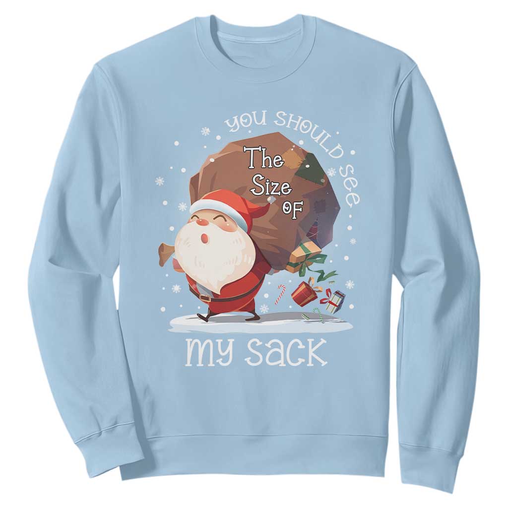 Funny Christmas Santa Sweatshirt You Should See The Size Of My Sack Presents TS11 Light Blue Print Your Wear