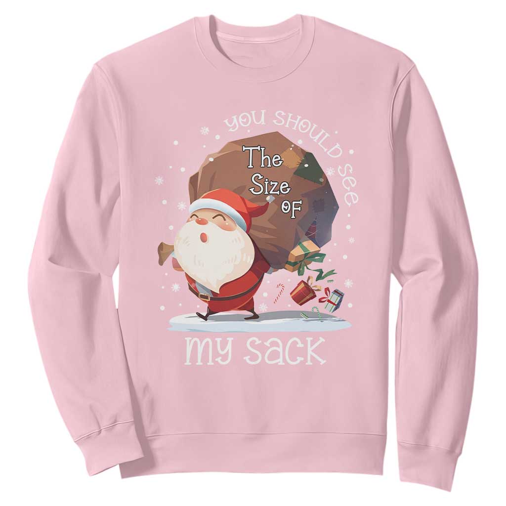 Funny Christmas Santa Sweatshirt You Should See The Size Of My Sack Presents TS11 Light Pink Print Your Wear