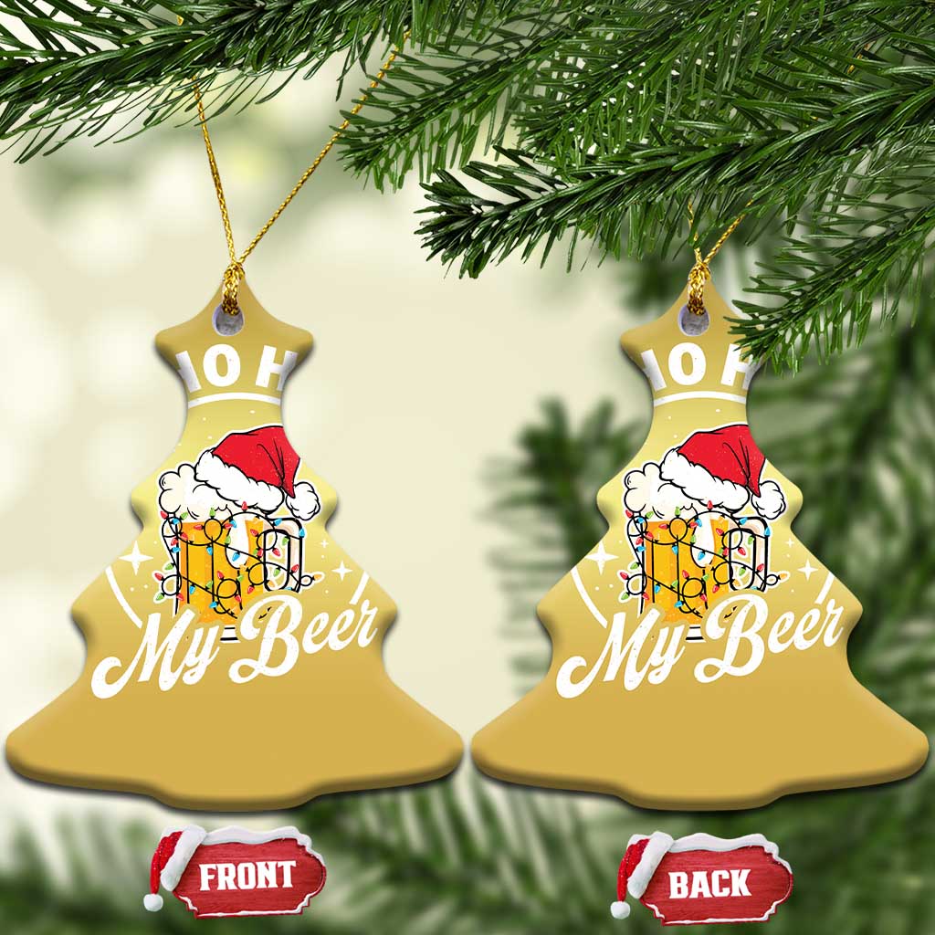 Funny Xmas Beers Christmas Ornament Ho Ho Hold My Beer Vintage Mug Santa Hat TS11 Christmas Tree Gold Print Your Wear