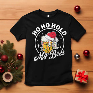 Funny Christmas Beers T Shirt Ho Ho Hold My Beer Vintage Mug Santa Hat TS11 Black Print Your Wear