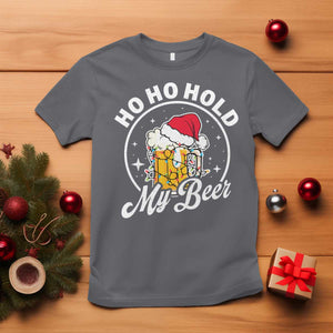 Funny Christmas Beers T Shirt Ho Ho Hold My Beer Vintage Mug Santa Hat TS11 Charcoal Print Your Wear