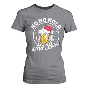 Funny Christmas Beers T Shirt For Women Ho Ho Hold My Beer Vintage Mug Santa Hat TS11 Charcoal Print Your Wear