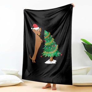 Funny Christmas Wiener Dog Throw Blanket Decorations Xmas Tree TS11 Print Your Wear