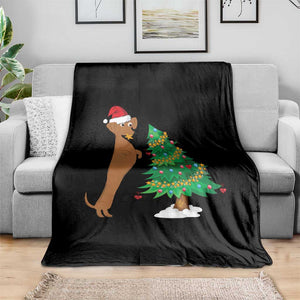 Funny Christmas Wiener Dog Throw Blanket Decorations Xmas Tree TS11 Print Your Wear