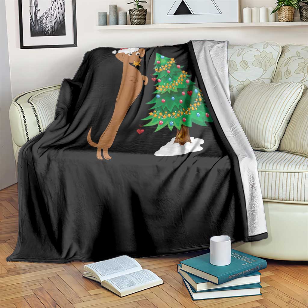 Funny Christmas Wiener Dog Throw Blanket Decorations Xmas Tree TS11 Print Your Wear