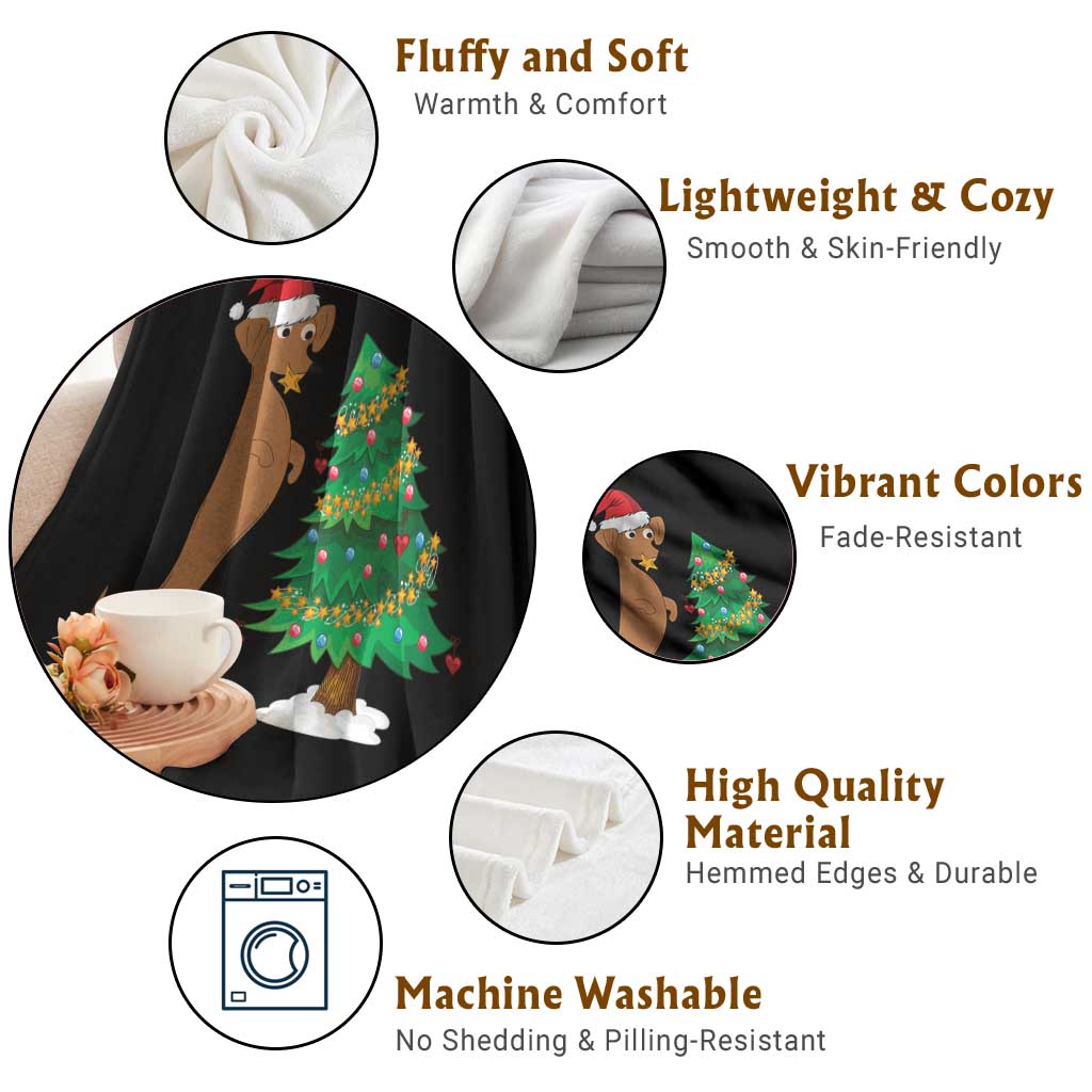 Funny Christmas Wiener Dog Throw Blanket Decorations Xmas Tree TS11 Print Your Wear