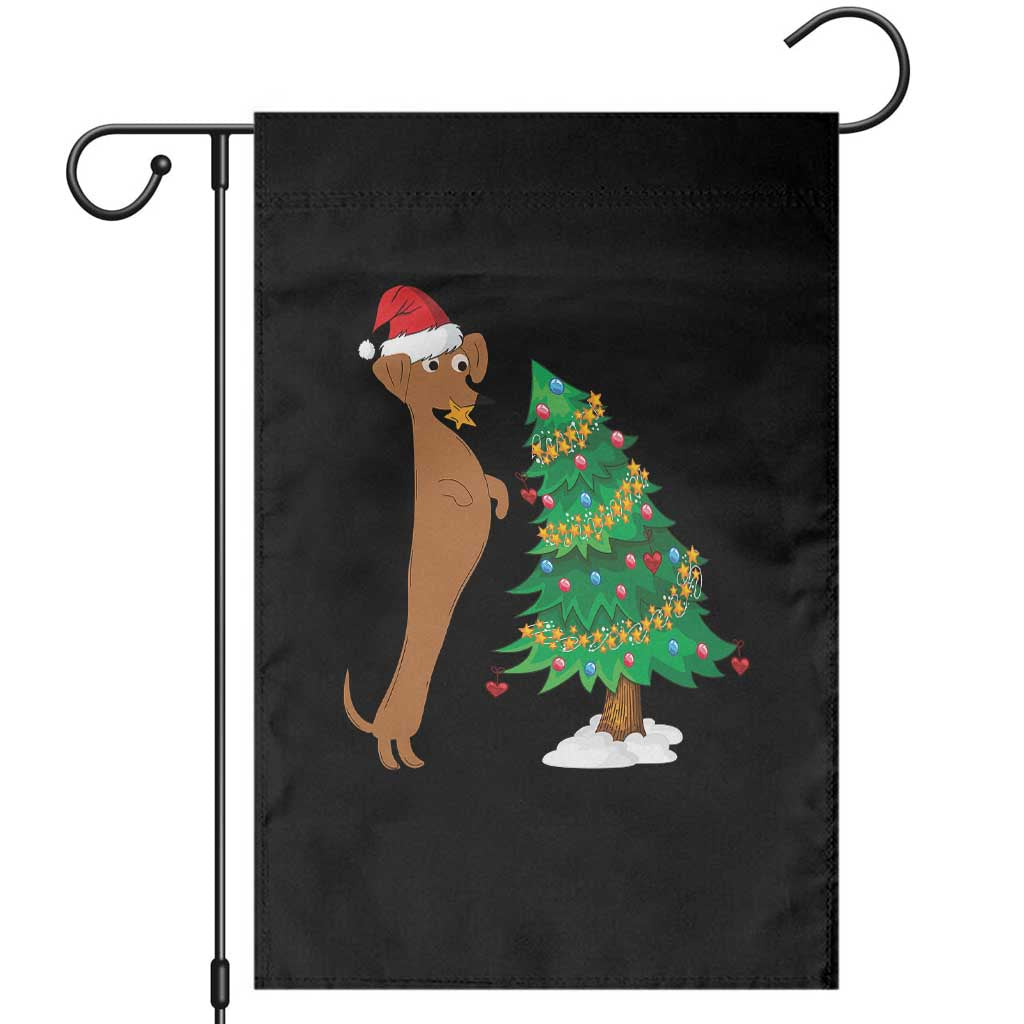Funny Christmas Wiener Dog Garden Flag Decorations Xmas Tree TS11 Black Print Your Wear