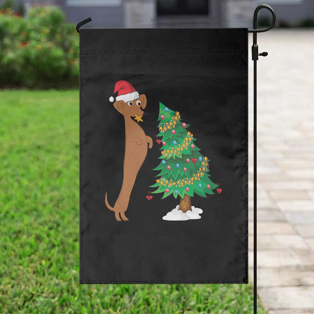 Funny Christmas Wiener Dog Garden Flag Decorations Xmas Tree TS11 Print Your Wear