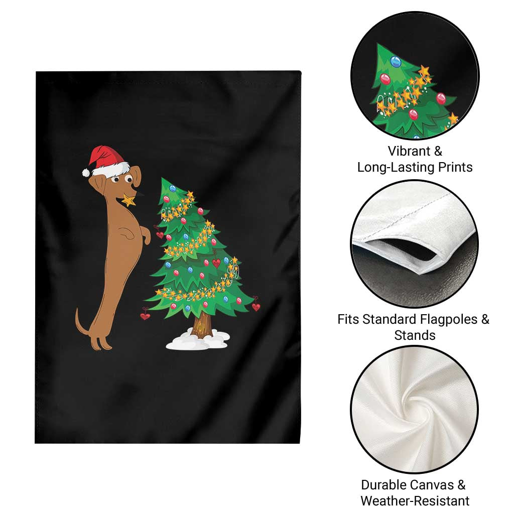Funny Christmas Wiener Dog Garden Flag Decorations Xmas Tree TS11 Print Your Wear