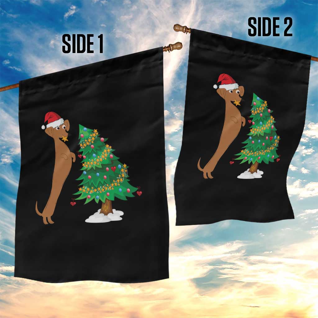 Funny Christmas Wiener Dog Garden Flag Decorations Xmas Tree TS11 Print Your Wear