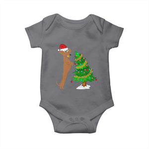 Funny Christmas Wiener Dog Baby Onesie Decorations Xmas Tree TS11 Charcoal Print Your Wear