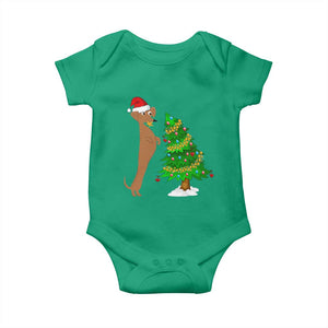 Funny Christmas Wiener Dog Baby Onesie Decorations Xmas Tree TS11 Irish Green Print Your Wear
