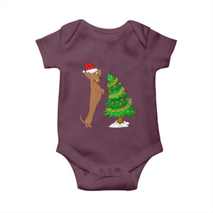 Funny Christmas Wiener Dog Baby Onesie Decorations Xmas Tree TS11 Maroon Print Your Wear