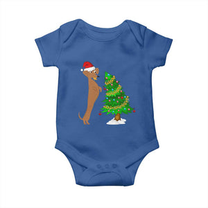 Funny Christmas Wiener Dog Baby Onesie Decorations Xmas Tree TS11 Royal Blue Print Your Wear