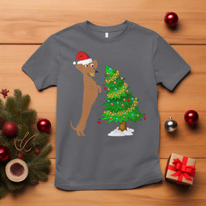 Funny Christmas Wiener Dog T Shirt Decorations Xmas Tree TS11 Charcoal Print Your Wear