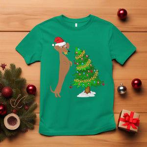 Funny Christmas Wiener Dog T Shirt Decorations Xmas Tree TS11 Irish Green Print Your Wear