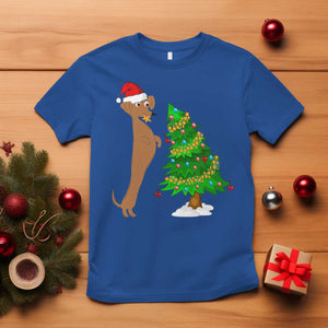 Funny Christmas Wiener Dog T Shirt Decorations Xmas Tree TS11 Royal Blue Print Your Wear