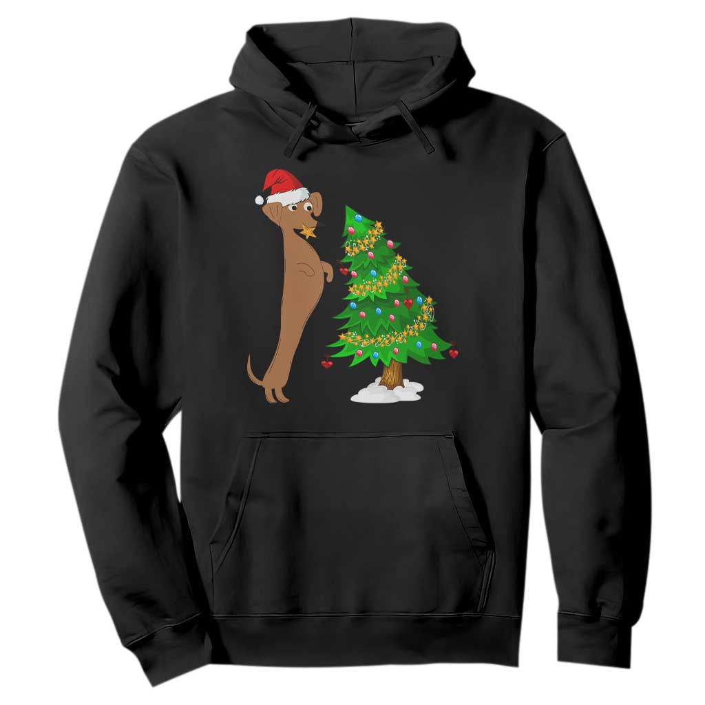 Funny Christmas Wiener Dog Hoodie Decorations Xmas Tree TS11 Black Print Your Wear