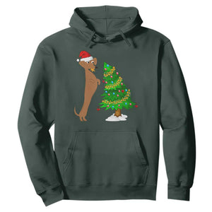 Funny Christmas Wiener Dog Hoodie Decorations Xmas Tree TS11 Dark Forest Green Print Your Wear
