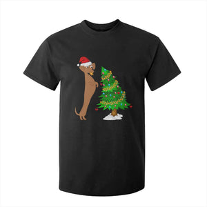 Funny Christmas Wiener Dog T Shirt For Kid Decorations Xmas Tree TS11 Black Print Your Wear