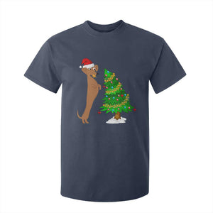 Funny Christmas Wiener Dog T Shirt For Kid Decorations Xmas Tree TS11 Navy Print Your Wear