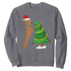 Funny Christmas Wiener Dog Sweatshirt Decorations Xmas Tree TS11 Charcoal Print Your Wear