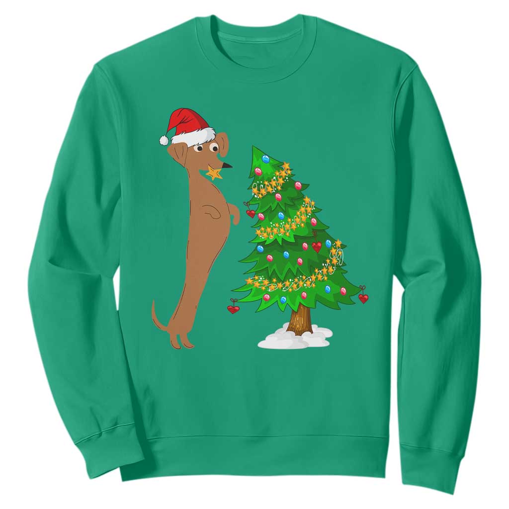 Funny Christmas Wiener Dog Sweatshirt Decorations Xmas Tree TS11 Irish Green Print Your Wear