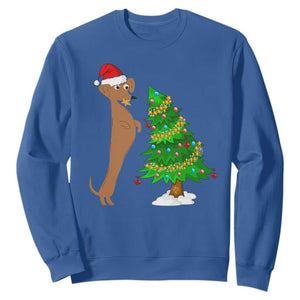 Funny Christmas Wiener Dog Sweatshirt Decorations Xmas Tree TS11 Royal Blue Print Your Wear