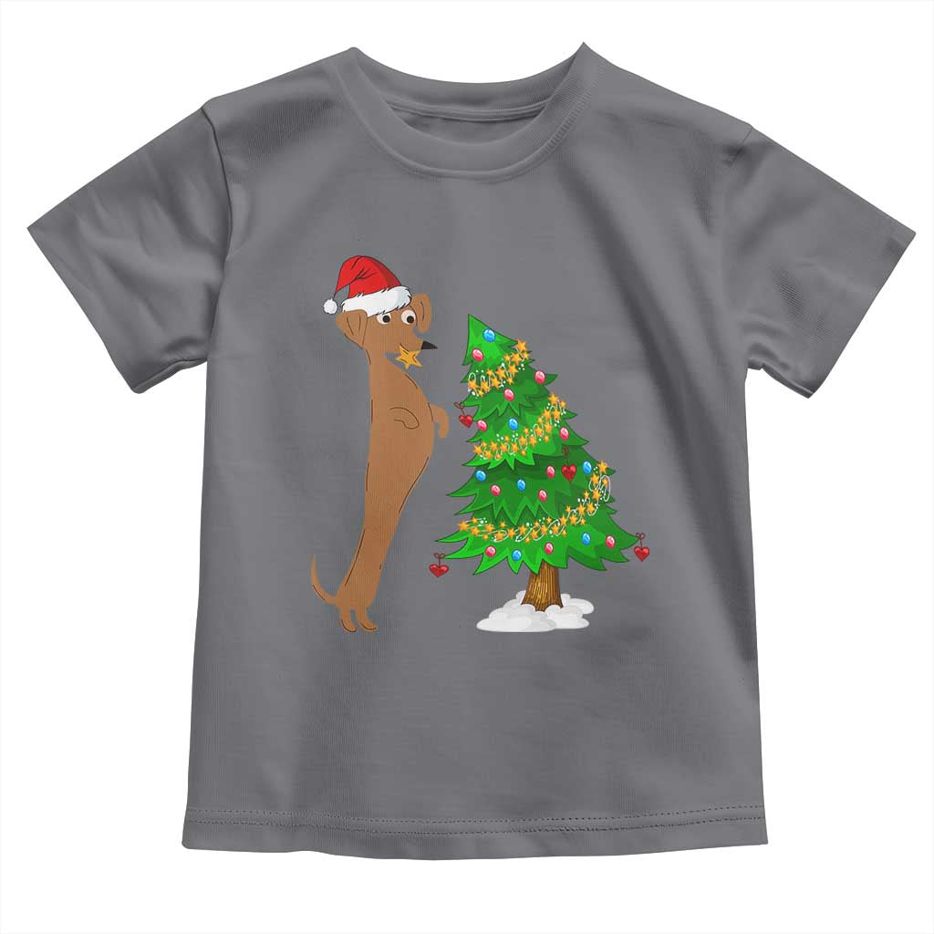 Funny Christmas Wiener Dog Toddler T Shirt Decorations Xmas Tree TS11 Charcoal Print Your Wear