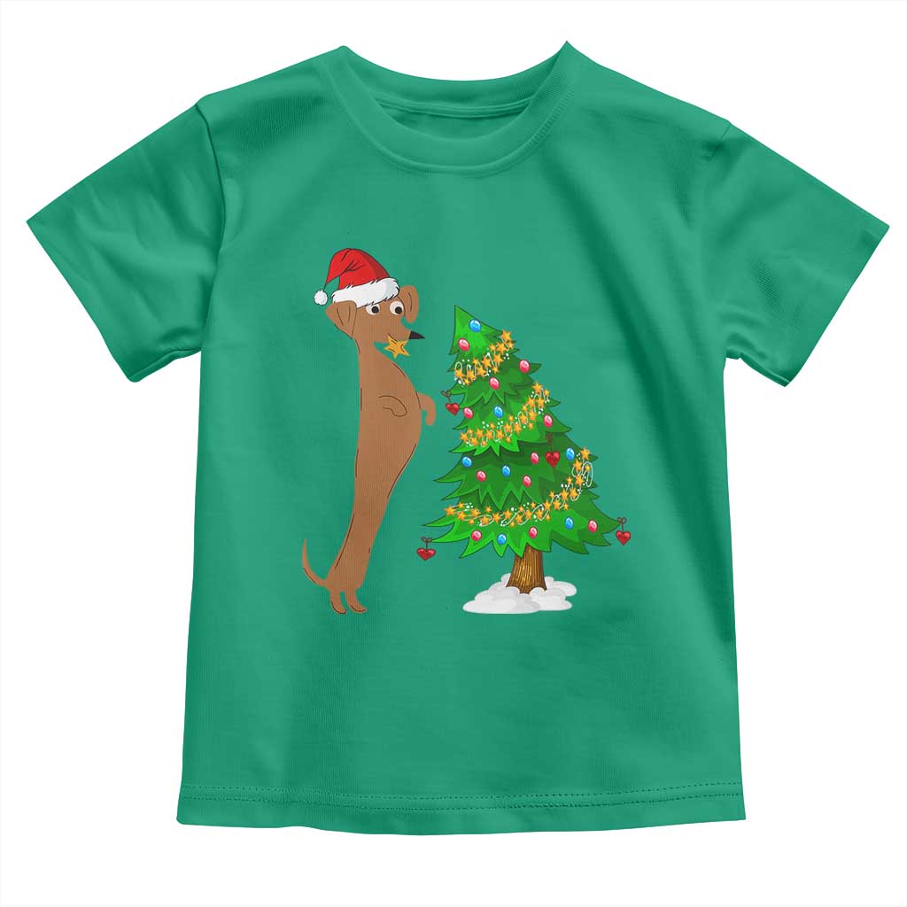 Funny Christmas Wiener Dog Toddler T Shirt Decorations Xmas Tree TS11 Irish Green Print Your Wear