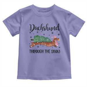 Funny Christmas Wiener Dog Baby Shirt Dachshund Through The Snow Xmas Tree TS11 Violet Print Your Wear