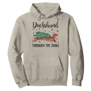 Funny Christmas Wiener Dog Hoodie Dachshund Through The Snow Xmas Tree TS11 Sand Print Your Wear