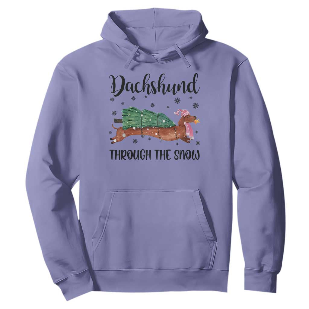 Funny Christmas Wiener Dog Hoodie Dachshund Through The Snow Xmas Tree TS11 Violet Print Your Wear