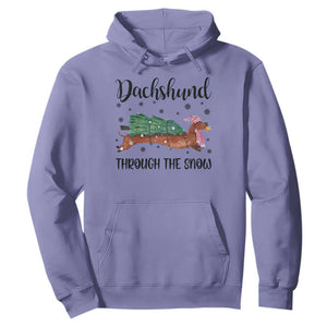 Funny Christmas Wiener Dog Hoodie Dachshund Through The Snow Xmas Tree TS11 Violet Print Your Wear