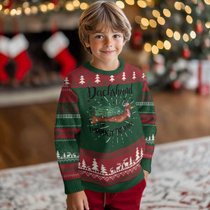 Funny Christmas Wiener Dog Ugly Christmas Sweater Dachshund Through The Snow Xmas Tree TS11 Christmas Print Your Wear