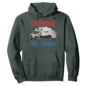 Garbage For Trump 2024 Hoodie Vintage Truck American Flag TS11 Dark Forest Green Print Your Wear