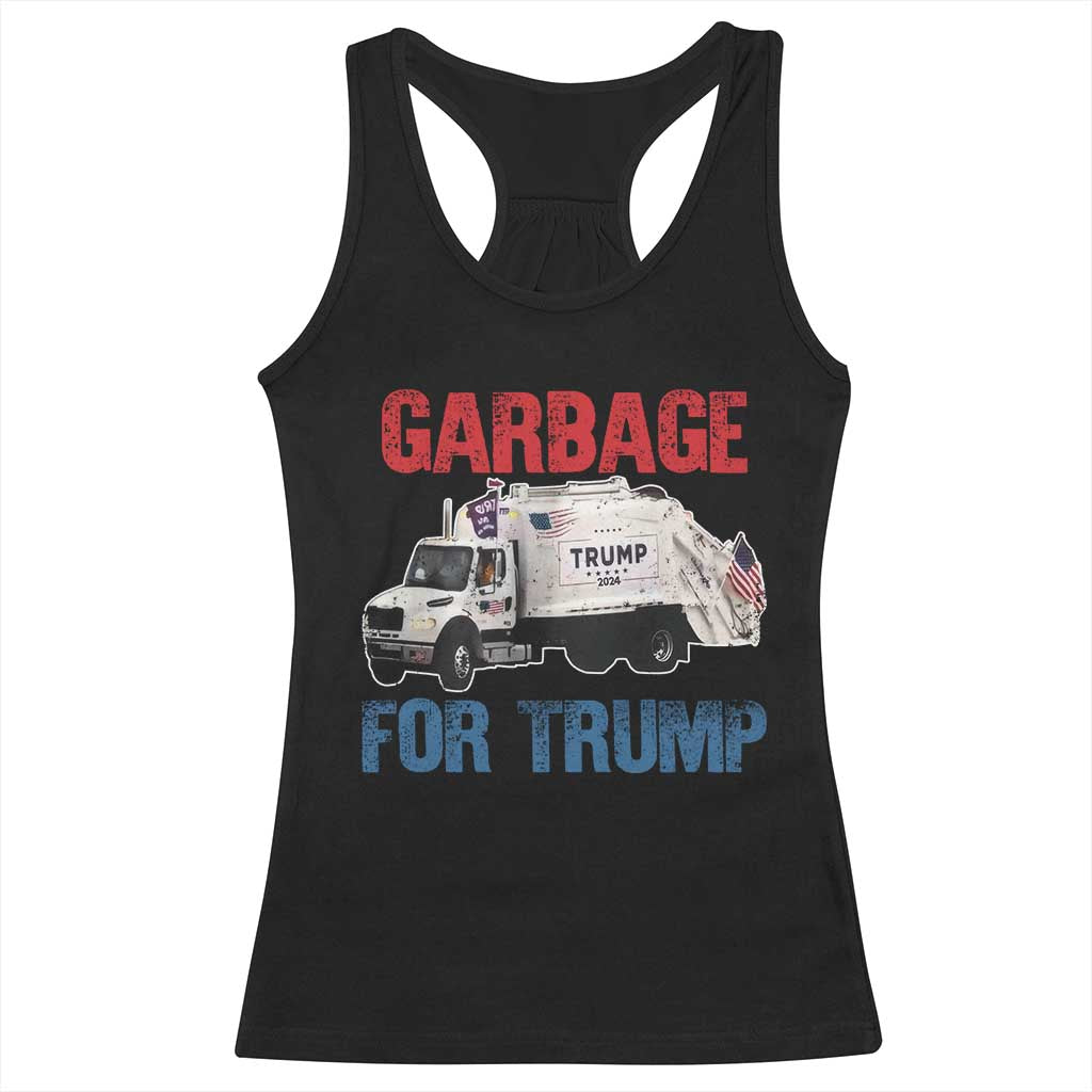 Garbage For Trump 2024 Racerback Tank Top Vintage Truck American Flag TS11 Black Print Your Wear