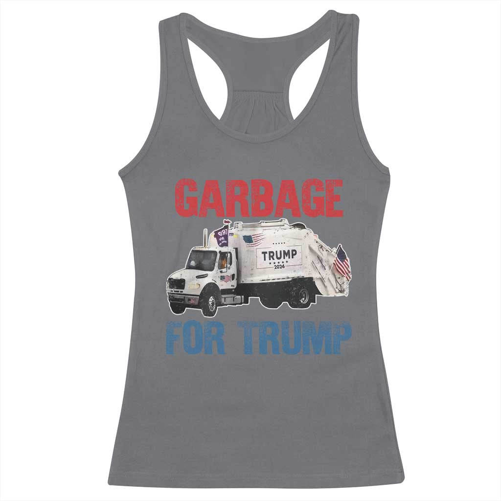 Garbage For Trump 2024 Racerback Tank Top Vintage Truck American Flag TS11 Charcoal Print Your Wear