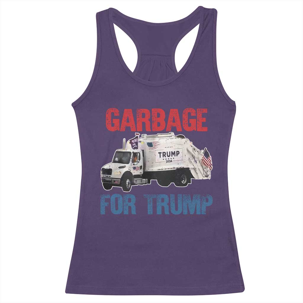 Garbage For Trump 2024 Racerback Tank Top Vintage Truck American Flag TS11 Purple Print Your Wear