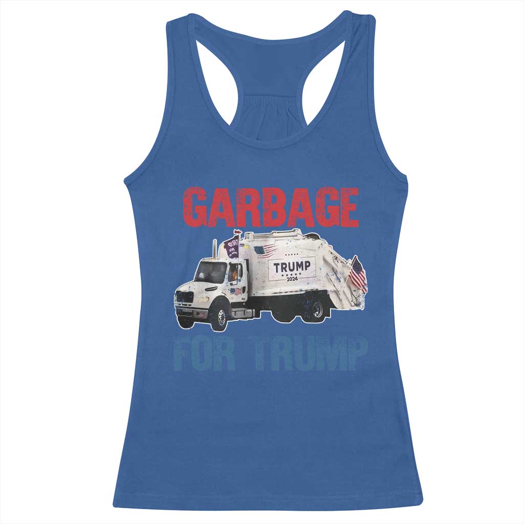 Garbage For Trump 2024 Racerback Tank Top Vintage Truck American Flag TS11 Royal Blue Print Your Wear