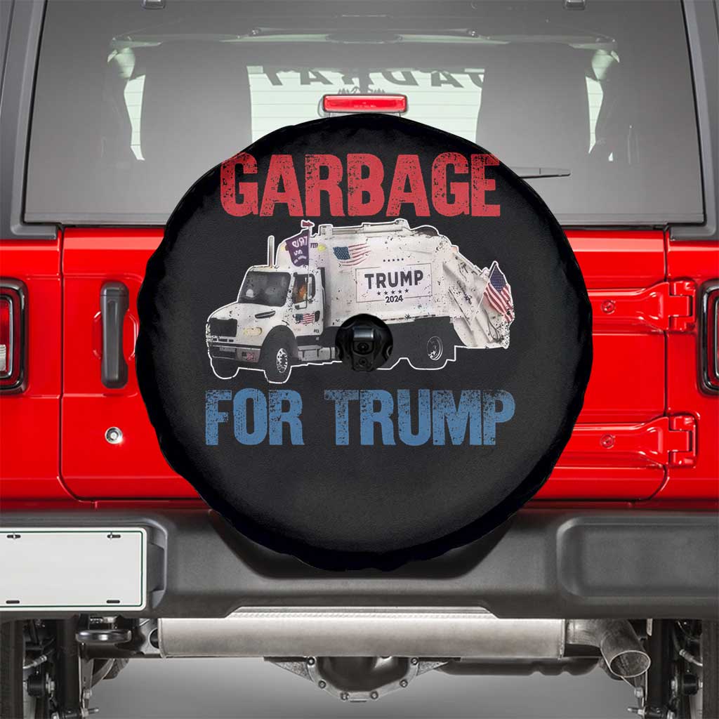 Garbage For Trump 2024 Spare Tire Cover Vintage Truck American Flag TS11 Black Print Your Wear